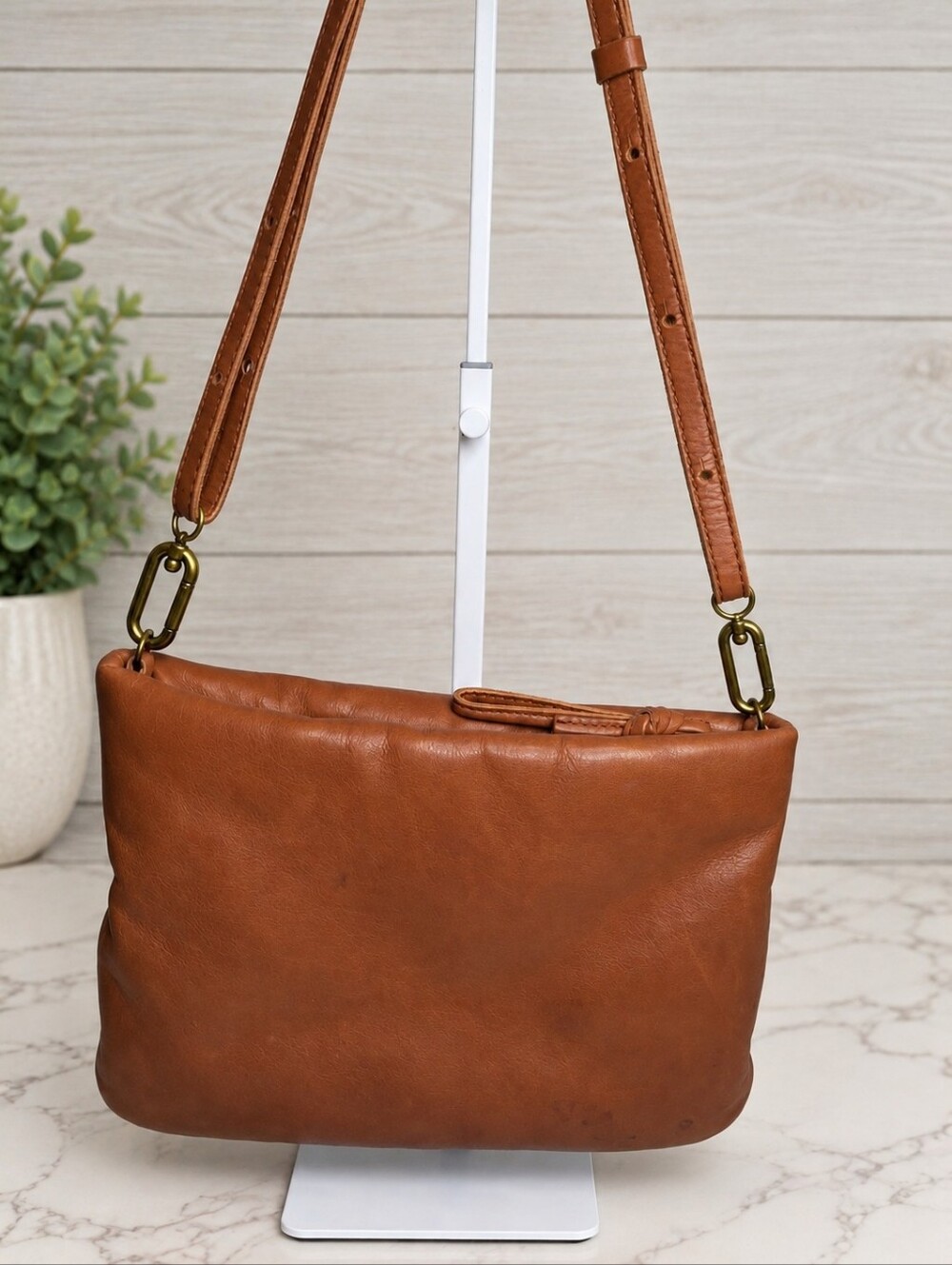 Madewell Cognac Brown Leather Crossbody Bag Adjustable Strap